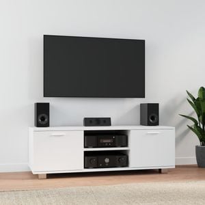 Comoda TV, alb, 120x40,5x35 cm, lemn prelucrat, sol-342615