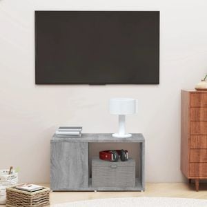 Comoda TV, gri sonoma, 60x24x32 cm , lemn compozit, sol-816030