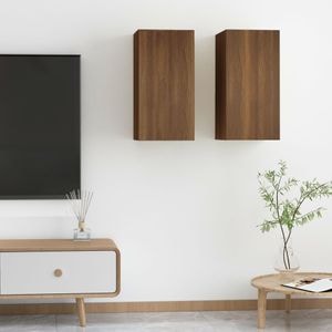 Dulapuri TV, 2 buc., stejar maro, 30,5x30x60 cm, lemn prelucrat, sol-815746