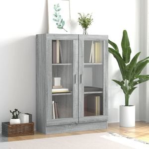 Dulap vitrina, gri sonoma, 82,5x30,5x115 cm, lemn prelucrat, sol-815619
