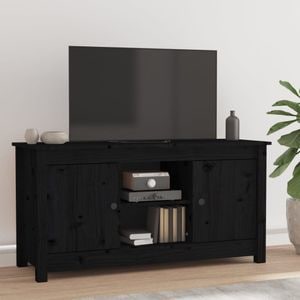 Comoda TV, negru, 103x36,5x52 cm, lemn masiv de pin, sol-814588