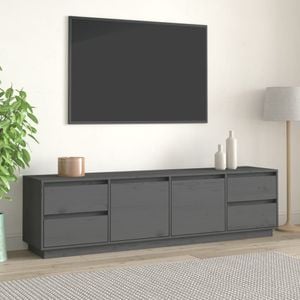Comoda TV, gri, 176x37x47,5 cm, lemn masiv de pin, sol-814321