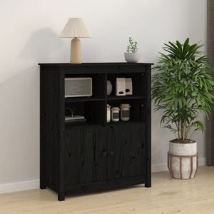 Servanta, negru, 83x41,5x100 cm, lemn masiv de pin, sol-821516