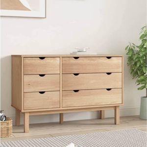 Comoda cu sertar, 113,5x39,5x73 cm, lemn masiv de pin, sol-348585