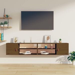 Dulapuri de perete 2 buc. maro miere 80x30x30 cm lemn masiv pin, sol-818392