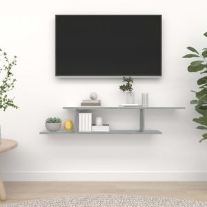 Raft TV montat pe perete gri sonoma 125x18x23 cm lemn, sol-815877