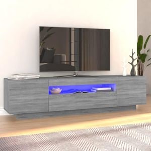Comoda TV cu lumini LED, gri sonoma, 160x35x40 cm, sol-815727