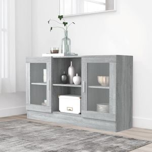 Dulap vitrina, gri sonoma, 120x30,5x70 cm, lemn prelucrat, sol-815628