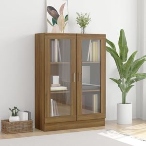 Dulap vitrina, stejar maro, 82,5x30,5x115 cm, lemn prelucrat, sol-815620