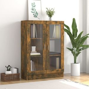 Dulap vitrina, stejar fumuriu, 82,5x30,5x115 cm, lemn prelucrat, sol-815618