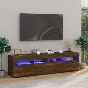 Comoda TV cu lumini LED, 2 buc., stejar afumat, 75x35x40 cm, sol-815124