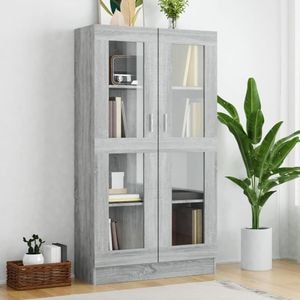 Vitrina living VidaXL Sol-815118, lemn, 82.5 x 30.5 x 150 cm, gri sonoma