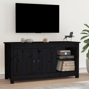 Comoda TV, negru, 103x36,5x52 cm, lemn masiv de pin, sol-814593