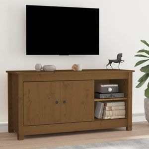 Comoda TV, maro miere, 103x36,5x52 cm, lemn masiv de pin, sol-814592
