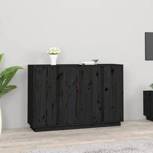 Servanta, negru, 120x35x80 cm, lemn masiv de pin, sol-814498