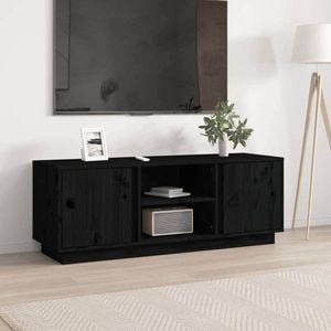 Comoda TV, negru, 110x35x40,5 cm, lemn masiv de pin, sol-814478