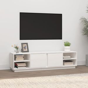 Comoda TV, alb, 156x40x40 cm, lemn masiv de pin, sol-814455