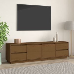 Comoda TV, maro miere, 176x37x47,5 cm, lemn masiv de pin, sol-814322