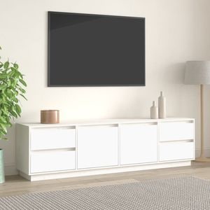 Comoda TV, alb, 176x37x47,5 cm, lemn masiv de pin, sol-814320