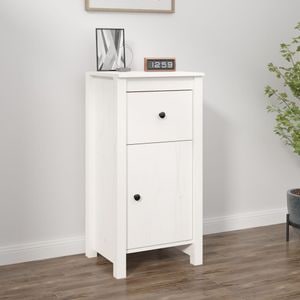 Comoda living VidaXL Sol-813756, lemn masiv, 40 x 35 x 80 cm, alb