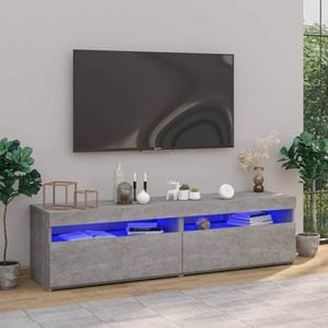Comode TV cu lumini LED, 2 buc., gri beton, 75x35x40 cm, sol-804400