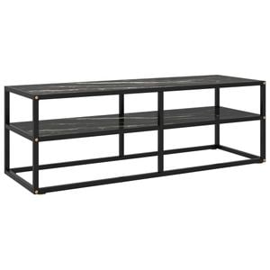 Comoda TV, negru, 120x40x40 cm, sticla de marmura neagra, sol-322862
