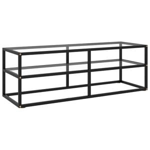 Comoda TV, cu sticla securizata, negru, 120 x 40 x 40 cm, sol-322859