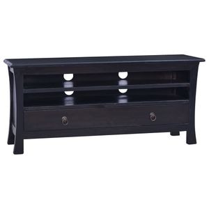 Comoda TV, negru cafeniu deschis,100x30x45cm, lemn masiv mahon, sol-288305