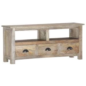 Comoda TV VidaXL Sol-286384, lemn masiv, 110 x 30 x 50 cm, maro