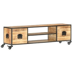 Comoda TV, 130 x 30 x 39 cm, lemn masiv de mango, sol-286377