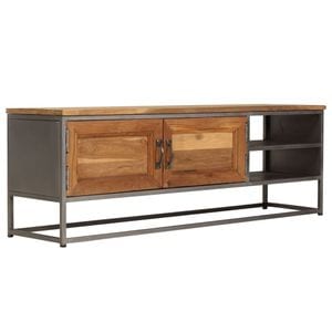 Comoda TV, lemn de tec reciclat si otel, 120 x 30 x 40 cm, sol-246281