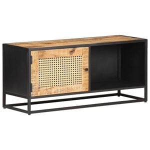 Comoda TV, 90x30x40 cm, lemn mango & trestie de zahar naturala, sol-323144