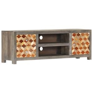 Comoda TV, gri, 120 x 30 x 40 cm, lemn masiv de mango, sol-282735