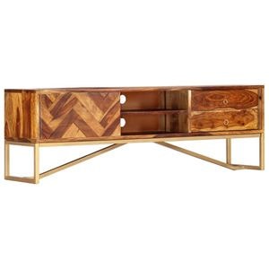 Comoda TV VidaXL Sol-247998, lemn masiv, 140 x 30 x 45 cm, maro