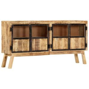 Servanta, maro si negru, 160x30x80 cm, lemn de mango nefinisat, sol-247994