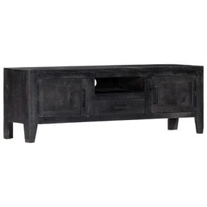 Comoda TV, negru, 118 x 30 x 40 cm, lemn masiv de mango, sol-247985