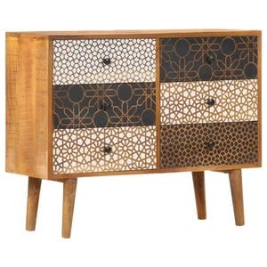 Servanta cu model imprimat, 90x30x70 cm, lemn masiv de mango, sol-247916