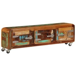 Comoda TV VidaXL Sol-247513, lemn masiv, 120 x 30 x 37 cm, maro
