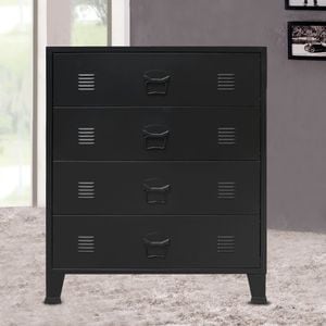 Comoda sertare, metal, stil industrial, 78x40x93 cm, negru, sol-245963