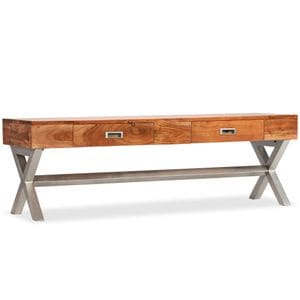 Comoda TV cu sertare Lemn masiv salcam finisaj palisandru 140cm, sol-245373