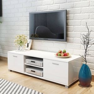 Comoda TV, alb extralucios, 140 x 40,5 x 35 cm, sol-243043