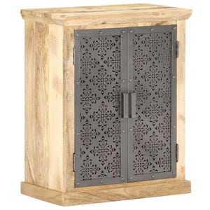 Servanta cu usi de otel, 60 x 35 x 75 cm, lemn masiv de mango, sol-289094