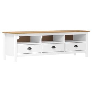 Comoda TV Hill Range, alb, 158x40x47 cm, lemn masiv de pin, sol-288930
