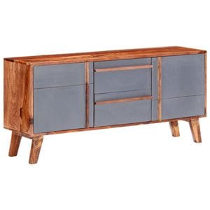 Servanta, gri, 120 x 30 x 55 cm, lemn masiv de sheesham, sol-286371