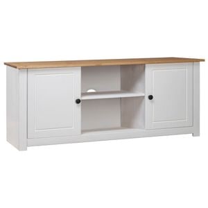 Comoda TV, alb, 120x40x50 cm, lemn masiv de pin, gama Panama, sol-282672