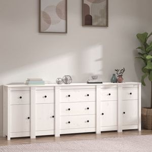 Servanta, alb, 230x35x80 cm, lemn masiv de pin, sol-3114095