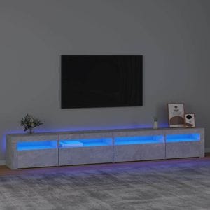 Comoda TV cu lumini LED, gri beton, 270x35x40 cm, sol-3152749