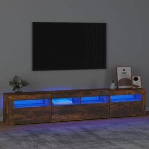 Comoda TV cu lumini LED, stejar fumuriu, 210x35x40 cm, sol-3152735