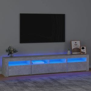Comoda TV cu lumini LED, gri beton, 210x35x40 cm, sol-3152733