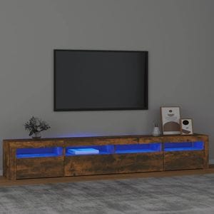Comoda TV cu lumini LED, stejar fumuriu, 240x35x40cm, sol-3152727